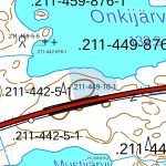 Kiinteistörajat Mustijärven ja Onkijärven välissä, rantatontti ja metsätilat 9-tien varrella.