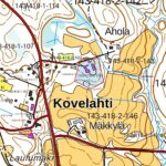 Kiinteistörekisterikartta Kovelahden koulun tontista (143-418-2-158), pinta-ala 1,45 ha.