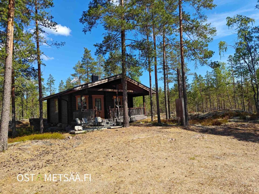 Saunatupa ja aurinkoinen pihapiiri metsätilalla