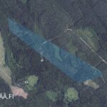 Ilmakuva myytävästä Uusipuron metsätilasta Polvijärven Rasivaarassa