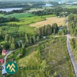 Laaja ilmakuva Ikaalisten Vatulan maaseutumaisemasta, järvistä, pelloista ja metsistä