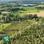 Ilmakuva kahdesta tilasta muodostuvasta omakotikiinteistöstä teiden risteyksen läheisyydessä