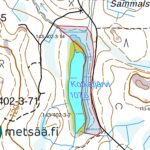 Kotkan metsätilan rajat ja ympäröivät tiet maastokartalla