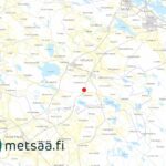 Hanhisuon metsätilojen sijainti merkitty punaisella pisteellä Urjalan keskustan eteläpuolelle.